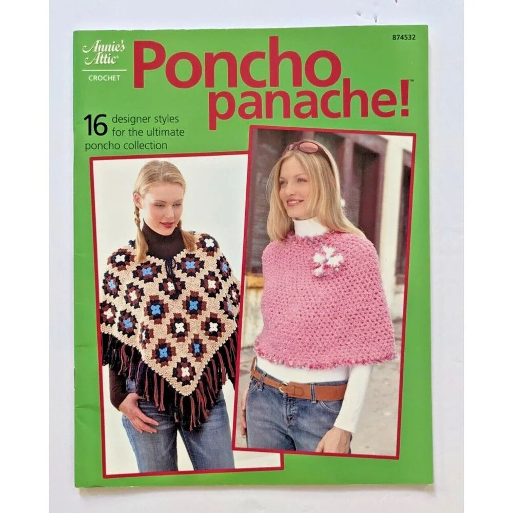 Annie's Attic PONCHO PANACHE! Woman's 16 Designer Styles Crochet Patterns 874532